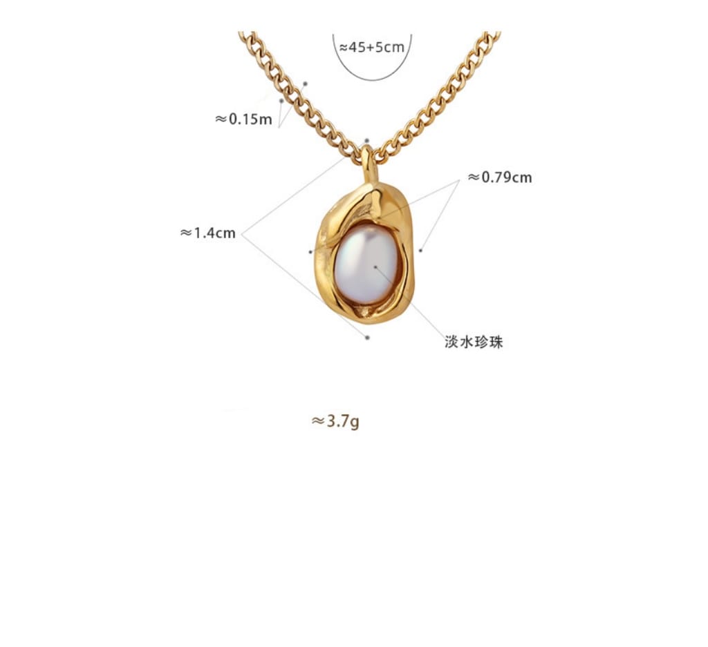 Niche Design Natural Freshwater Pearl Inlaid Special-Shaped Pendant Necklace