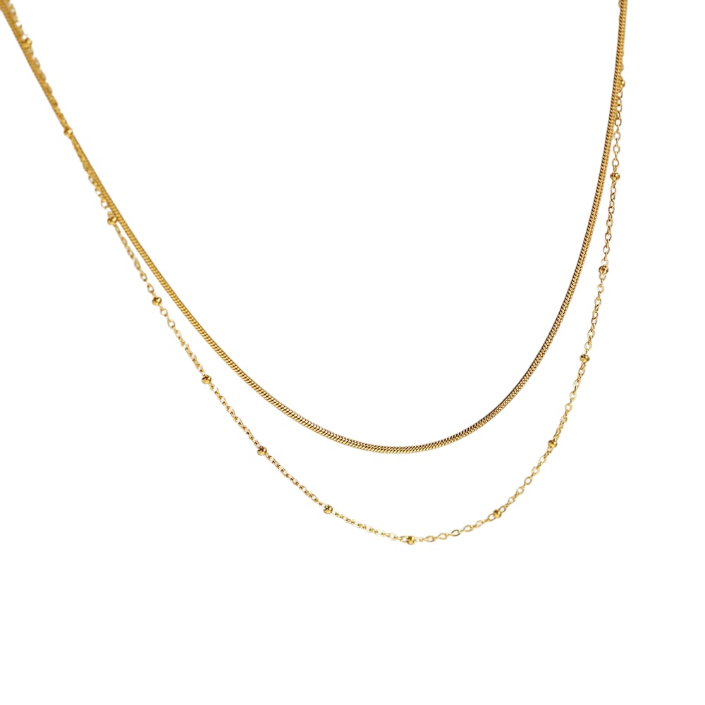 18K Snake Bone Double Layer Necklace Clavicle Chain