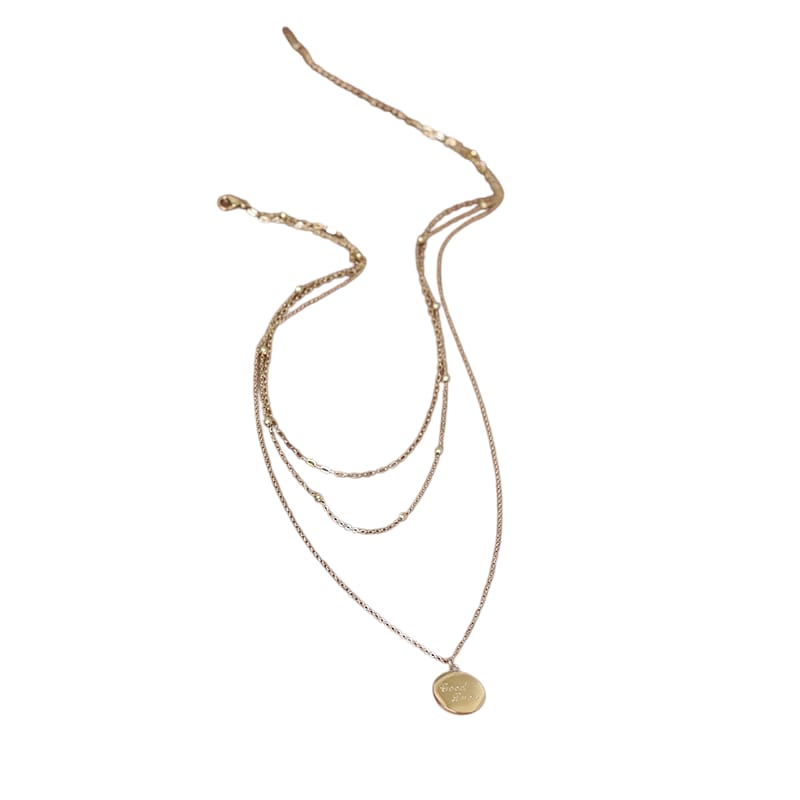 Good Luck Three-Layer Light Gold Necklace