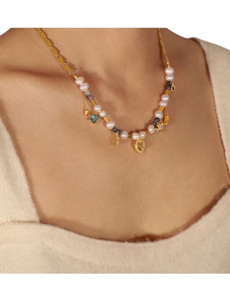 Sweet Freshwater Pearl Natural Stone Collarbone Chain