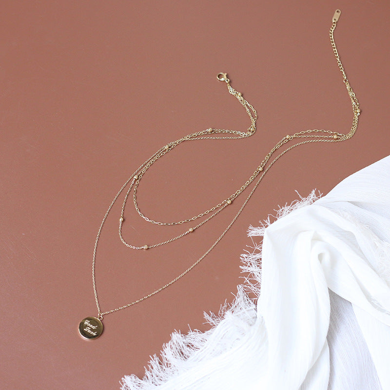 Good Luck Three-Layer Light Gold Necklace