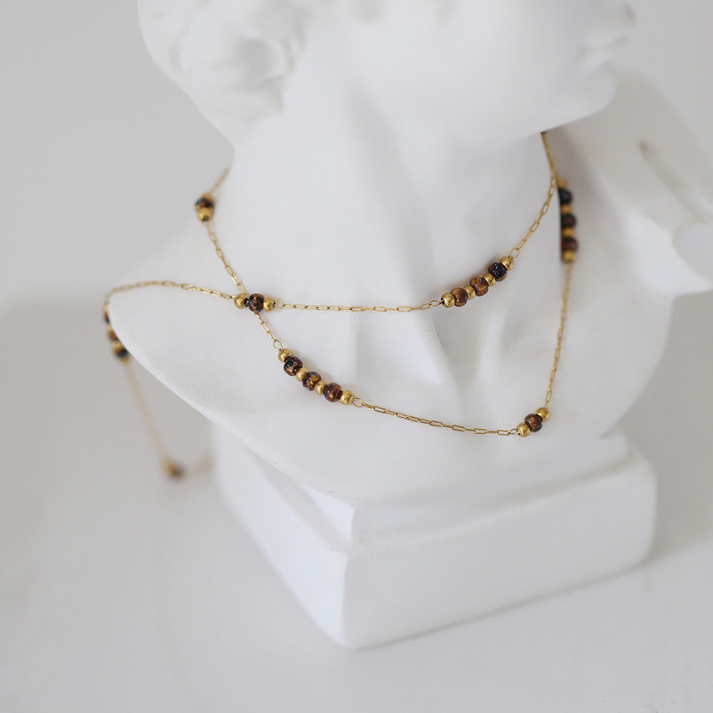 Rice Beads Glazed Amber Beads Necklace  Clavicle Chain